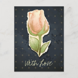 rosebud in zwart briefkaart