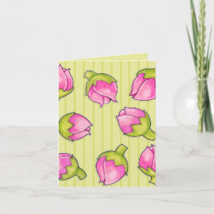 Rosebud Joy green patroon Note Card Kaart