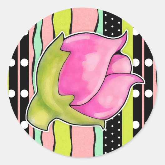 Rosebud Joy kleur Ronde Sticker (Voorkant)