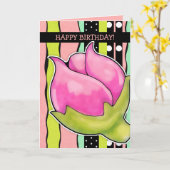 Rosebud Joy kleur Verjaardag Kaart (Gele Bloem)