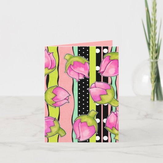 Rosebud Joy kleurpatroon Opmerking Kaart (Voorkant)