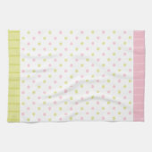 Rosebud Joy stippen roze groene keukenhanddoek (Horizontaal)