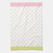 Rosebud Joy stippen roze groene keukenhanddoek (Verticaal)