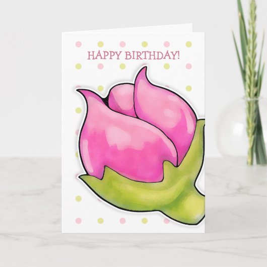 Rosebud Joy stippen Verjaardag Kaart (Voorkant)