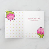 Rosebud Joy stippen Verjaardag Kaart (Binnen)