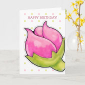 Rosebud Joy stippen Verjaardag Kaart (Gele Bloem)