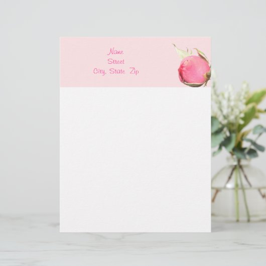 Rosebud Letterhead Custom Briefhoofd (Staand voorkant)