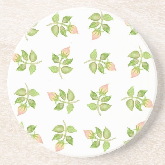Rosebud Mini-print Roze en wit Onderzetter (Voorkant)