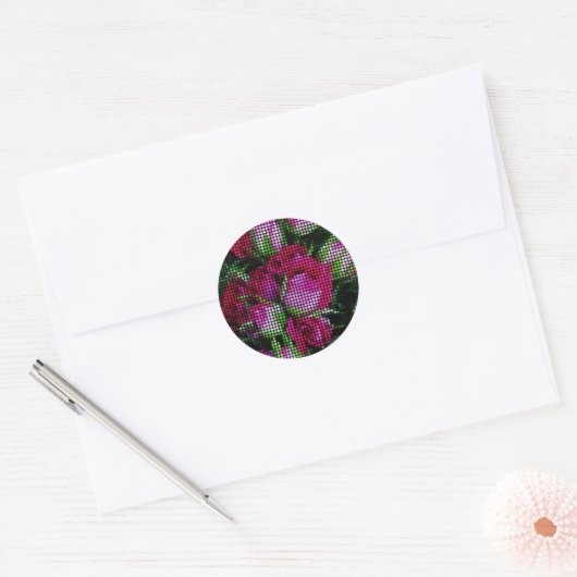 Rosebud tapijt ronde sticker (Envelop)