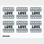 Rosebuds en hartenliefde vierkante sticker (Vel)