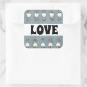 Rosebuds en hartenliefde vierkante sticker (Tas)