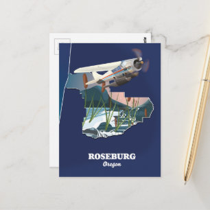 Roseburg Oregon retro reis kaart. Briefkaart