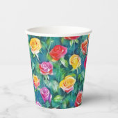 Rosebushes blooming watercolor pattern papieren bekers (Voorkant)