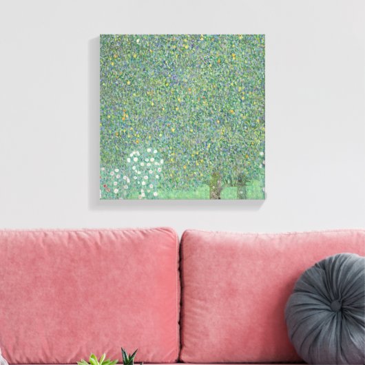 Rosebushes onder de bomen - Gustav Klimt Canvas Afdruk (Insitu (Woonkamer))