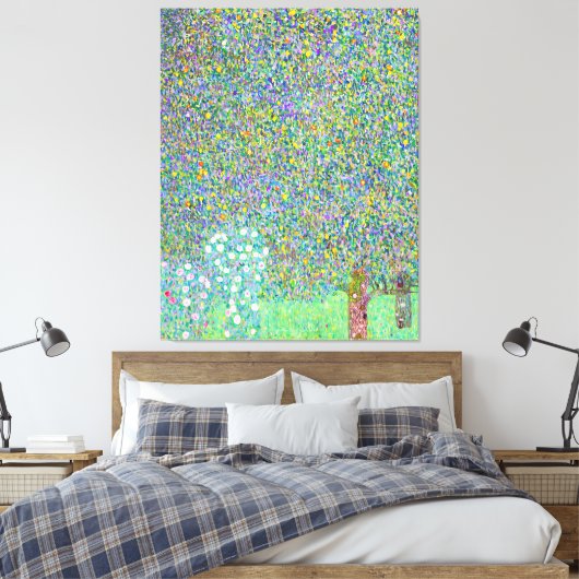Rosebushes van Gustav Klimt onder het schilderij Canvas Afdruk (Insitu (Slaapkamer))