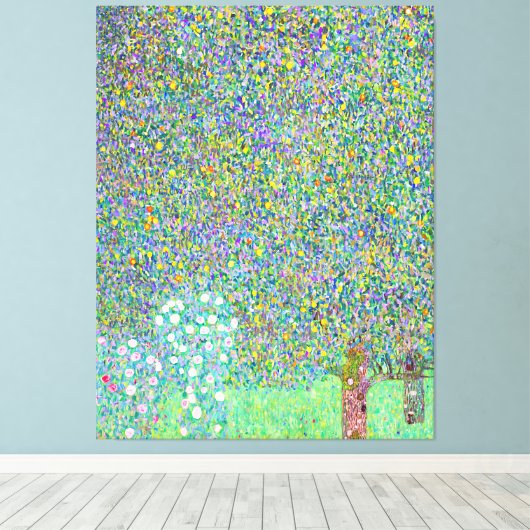 Rosebushes van Gustav Klimt onder het schilderij Canvas Afdruk (Insitu (Houten vloer))