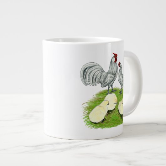 Rosecomb Bantammers en Kuikens Grote Koffiekop (Voorkant rechts)