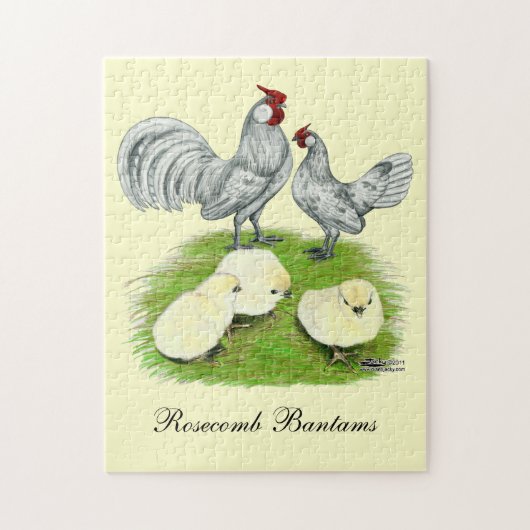 Rosecomb Bantammers en Kuikens Legpuzzel (Verticaal)