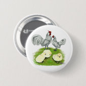 Rosecomb Bantammers en Kuikens Ronde Button 5,7 Cm (Voorkant /achterkant)