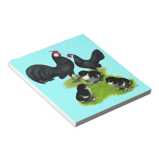 Rosecomb Black Bantam Family Notitieblok (Schuin)