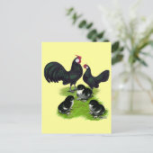 Rosecomb Zwarte Bantam Familie Briefkaart (Staand voorkant)