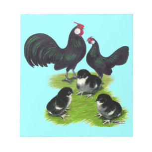Rosecomb Zwarte Bantam Familie Notitieblok