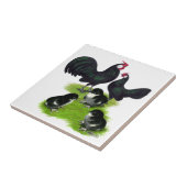Rosecomb Zwarte Bantam Familie Tegeltje (Zijkant)