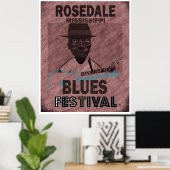 Rosedale Mississippi Blues Festival Guitar Poster (Thuiskantoor)