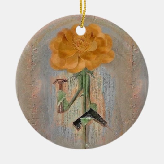 Rosegifts Carpenter Roos kerstversiering Keramisch Ornament (Voorkant)