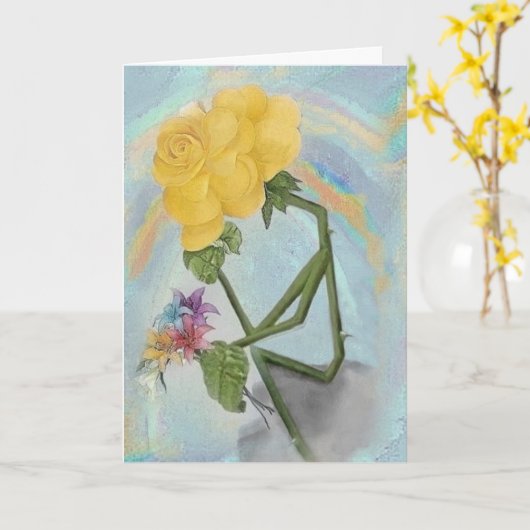 Rosegifts Thinker Roos Wenskaart. Kaart (Gele Bloem)