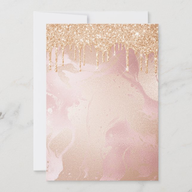Rosegold Blush marble met Gold Glitter Droplets (Voorkant)