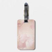Rosegold Blush marble met Gold Glitter Droplets Bagagelabel (Achterkant verticaal)