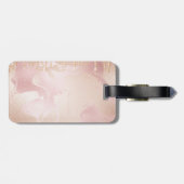 Rosegold Blush marble met Gold Glitter Droplets Bagagelabel (Achterkant horizontaal)