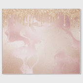 Rosegold Blush marble met Gold Glitter Droplets Cadeaupapier (Vlak)
