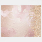 Rosegold Blush marble met Gold Glitter Droplets Fleece Deken (Voorkant (Horizontaal))