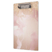 Rosegold Blush marble met Gold Glitter Droplets Klembord (Links)