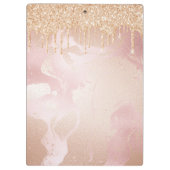 Rosegold Blush marble met Gold Glitter Droplets Klembord (Achterkant)