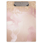 Rosegold Blush marble met Gold Glitter Droplets Klembord (Voorkant)