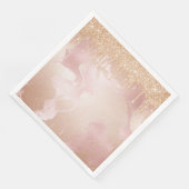 Rosegold Blush marble met Gold Glitter Droplets Servet (Hoek)