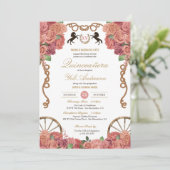 Rosegold Blush Roze Rose Charro Ranch Quinceañera Kaart (Staand voorkant)