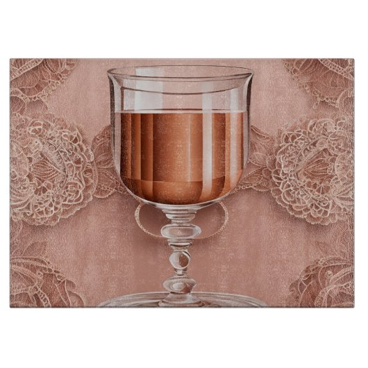 Rosegold Cheers Lace AI-kunst Snijplank (Voorkant)