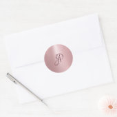 Rosegold Colour Monogramed Elegant Sjabloon Compac Ronde Sticker (Envelop)