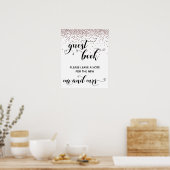 Rosegold Confetti Hearts Guest Book Reception Sign Poster (Keuken)