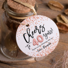 RoseGold Confetti juicht tot 40 jaar gunst Tags Bedankjes Labels