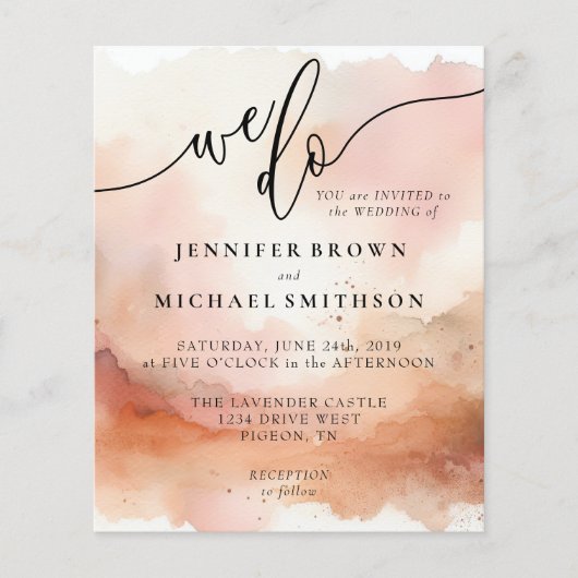 RoseGold Earthtone Waterverf Bruiloft Dat doen we Flyer (Voorkant)