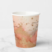 RoseGold Earthtone Waterverf Bruiloft Glitz Papieren Bekers (Links)