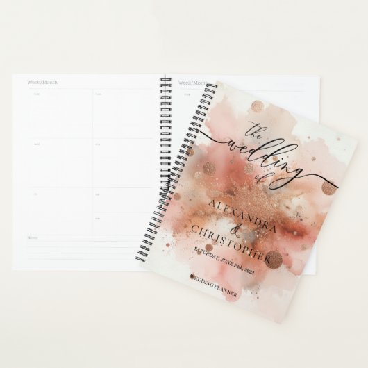 RoseGold Earthtone Waterverf bruiloft handtekening Planner (Display)
