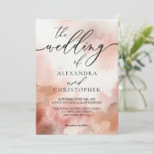 RoseGold Earthtone Waterverf bruiloft uitnodigen Kaart (Staand voorkant)