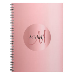Rosegold Elegant Monogram Moderne Sjabloon Notitieboek