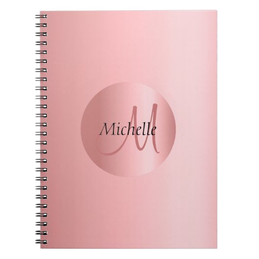 Rosegold Elegant Monogram Moderne Sjabloon Notitieboek (Voorkant)